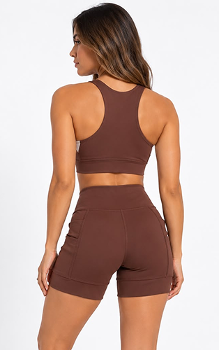 Conjunto Feminino Short e Top Nadador Running (bolso duplo)