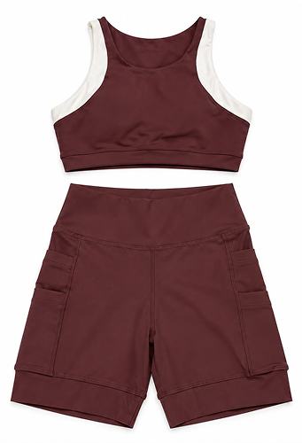 Conjunto Feminino Short e Top Nadador Running (bolso duplo)