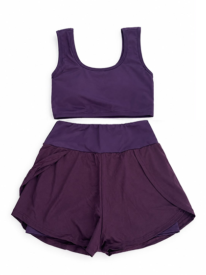 Conjunto Feminino Short Duplo e Top Running (com bolso)